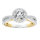 Artcarved Bridal Mounted with CZ Center Contemporary Rope Halo Engagement Ring Marin 14K White Gold Primary & 14K Yellow Gold