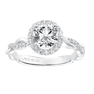Artcarved Bridal Mounted with CZ Center Contemporary Twist Halo Engagement Ring Kinsley 14K White Gold