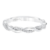 Artcarved Bridal Mounted with Side Stones Contemporary Twist Halo Diamond Wedding Band Kinsley 14K White Gold