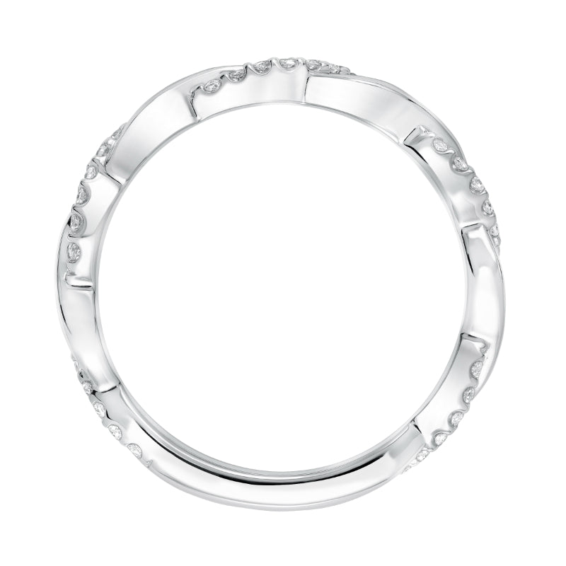 Artcarved Bridal Mounted with Side Stones Contemporary Twist Halo Diamond Wedding Band Kinsley 14K White Gold