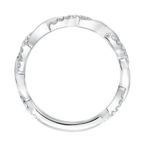 Artcarved Bridal Mounted with Side Stones Contemporary Twist Halo Diamond Wedding Band Kinsley 14K White Gold