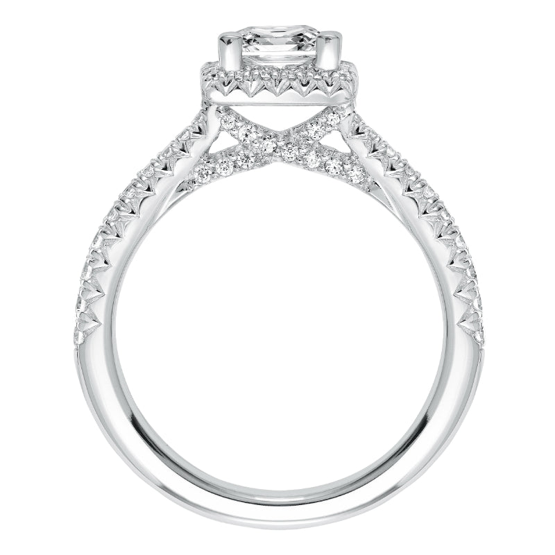 Artcarved Bridal Mounted with CZ Center Classic Halo Engagement Ring Leighton 14K White Gold