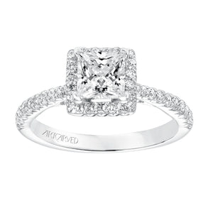 Artcarved Bridal Mounted with CZ Center Classic Halo Engagement Ring Leighton 14K White Gold