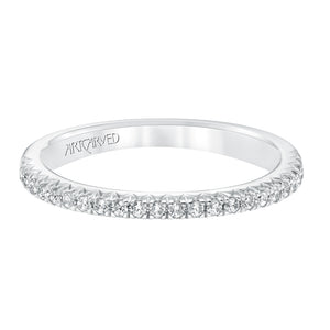Artcarved Bridal Mounted with Side Stones Classic Halo Diamond Wedding Band Leighton 14K White Gold