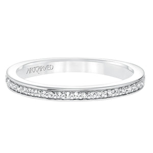 Artcarved Bridal Mounted with Side Stones Classic Diamond Wedding Band Marci 14K White Gold