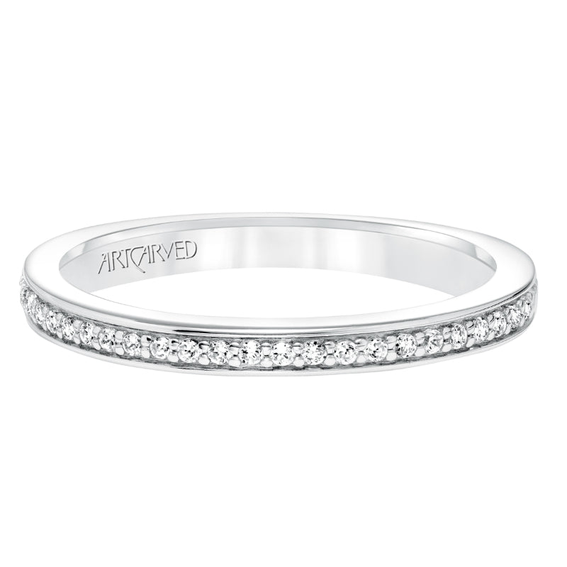 Artcarved Bridal Mounted with Side Stones Classic Diamond Wedding Band Marci 14K White Gold