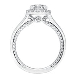 Artcarved Bridal Mounted with CZ Center Contemporary Rope Halo Engagement Ring Winnie 14K White Gold