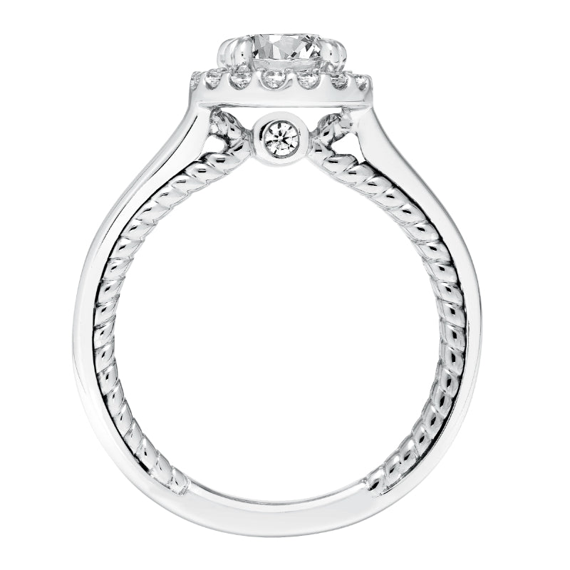 Artcarved Bridal Mounted with CZ Center Contemporary Rope Halo Engagement Ring Winnie 14K White Gold