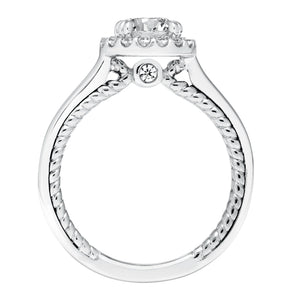 Artcarved Bridal Mounted with CZ Center Contemporary Rope Halo Engagement Ring Winnie 14K White Gold