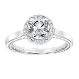 Artcarved Bridal Mounted with CZ Center Contemporary Rope Halo Engagement Ring Winnie 14K White Gold