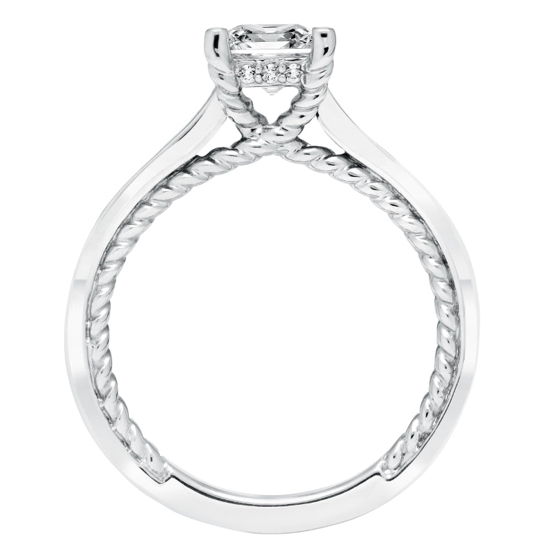 Artcarved Bridal Mounted with CZ Center Contemporary Rope Diamond Engagement Ring Keira 14K White Gold