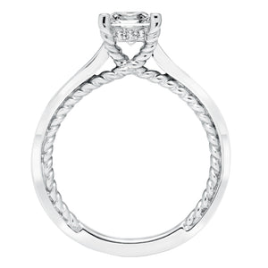 Artcarved Bridal Mounted with CZ Center Contemporary Rope Diamond Engagement Ring Keira 14K White Gold