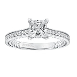 Artcarved Bridal Mounted with CZ Center Contemporary Rope Diamond Engagement Ring Keira 14K White Gold