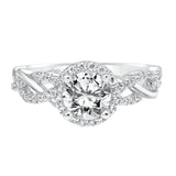 Artcarved Bridal Mounted with CZ Center Contemporary Twist Halo Engagement Ring Charlene 14K White Gold