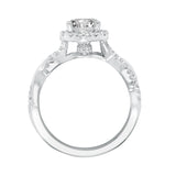 Artcarved Bridal Mounted with CZ Center Contemporary Twist Halo Engagement Ring Charlene 14K White Gold