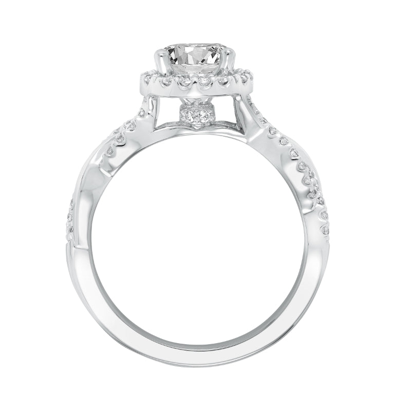 Artcarved Bridal Mounted with CZ Center Contemporary Twist Halo Engagement Ring Charlene 14K White Gold
