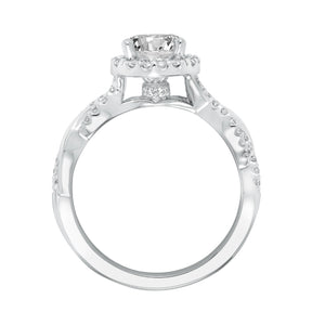 Artcarved Bridal Mounted with CZ Center Contemporary Twist Halo Engagement Ring Charlene 14K White Gold