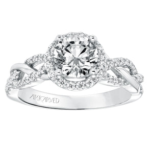 Artcarved Bridal Mounted with CZ Center Contemporary Twist Halo Engagement Ring Charlene 14K White Gold