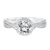Artcarved Bridal Mounted with CZ Center Contemporary Twist Halo Engagement Ring Eliana 14K White Gold