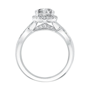 Artcarved Bridal Mounted with CZ Center Contemporary Twist Halo Engagement Ring Eliana 14K White Gold