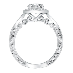 Artcarved Bridal Mounted with CZ Center Vintage Filigree Halo Engagement Ring Elspeth 14K White Gold