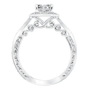 Artcarved Bridal Mounted with CZ Center Vintage Filigree Halo Engagement Ring Perla 14K White Gold
