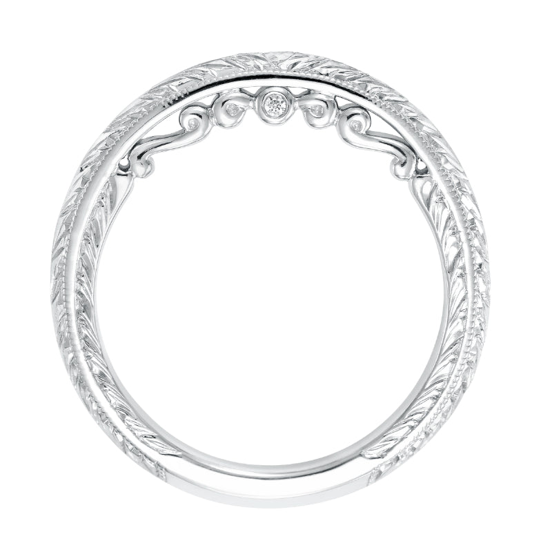 Artcarved Bridal Mounted with Side Stones Vintage Filigree Diamond Wedding Band Anwen 14K White Gold