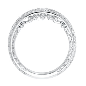 Artcarved Bridal Mounted with Side Stones Vintage Filigree Diamond Wedding Band Anwen 14K White Gold