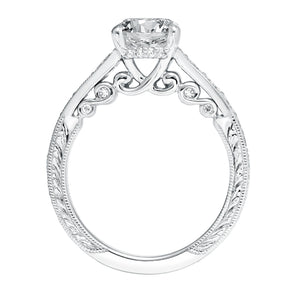 Artcarved Bridal Mounted with CZ Center Vintage Filigree Diamond Engagement Ring Mariah 14K White Gold