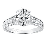 Artcarved Bridal Mounted with CZ Center Vintage Filigree Diamond Engagement Ring Mariah 14K White Gold