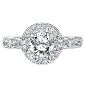 Artcarved Bridal Mounted with CZ Center Vintage Filigree Halo Engagement Ring Eleanor 14K White Gold
