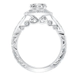 Artcarved Bridal Mounted with CZ Center Vintage Filigree Halo Engagement Ring Eleanor 14K White Gold