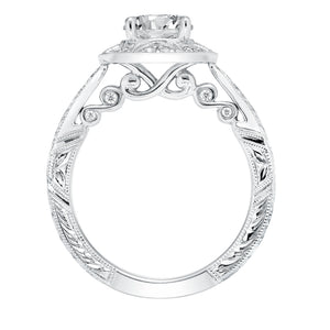 Artcarved Bridal Mounted with CZ Center Vintage Filigree Halo Engagement Ring Eleanor 14K White Gold