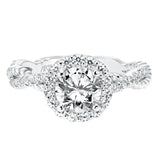 Artcarved Bridal Mounted with CZ Center Contemporary Rope Halo Engagement Ring Isobel 14K White Gold