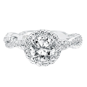 Artcarved Bridal Mounted with CZ Center Contemporary Rope Halo Engagement Ring Isobel 14K White Gold