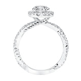 Artcarved Bridal Mounted with CZ Center Contemporary Rope Halo Engagement Ring Isobel 14K White Gold