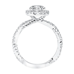 Artcarved Bridal Mounted with CZ Center Contemporary Rope Halo Engagement Ring Isobel 14K White Gold