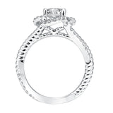 Artcarved Bridal Mounted with CZ Center Contemporary Rope Halo Engagement Ring Ivy 14K White Gold