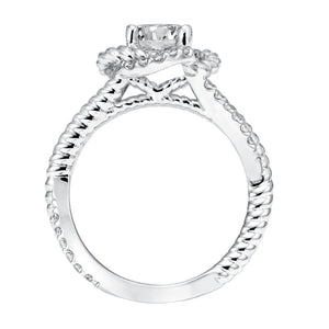 Artcarved Bridal Mounted with CZ Center Contemporary Rope Halo Engagement Ring Ivy 14K White Gold