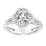 Artcarved Bridal Mounted with CZ Center Contemporary Rope Halo Engagement Ring Ivy 14K White Gold