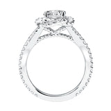 Artcarved Bridal Mounted with CZ Center Contemporary Rope Halo Engagement Ring Ryane 14K White Gold
