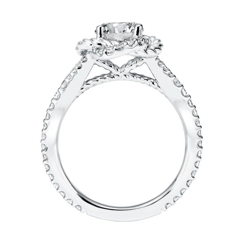 Artcarved Bridal Mounted with CZ Center Contemporary Rope Halo Engagement Ring Ryane 14K White Gold
