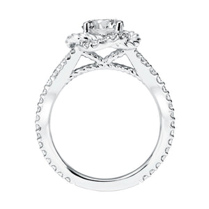 Artcarved Bridal Mounted with CZ Center Contemporary Rope Halo Engagement Ring Ryane 14K White Gold