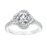 Artcarved Bridal Mounted with CZ Center Contemporary Rope Halo Engagement Ring Ryane 14K White Gold