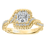 Artcarved Bridal Mounted with CZ Center Contemporary Rope Halo Engagement Ring Briana 14K Yellow Gold