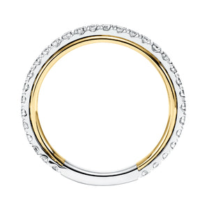 Artcarved Bridal Mounted with Side Stones Contemporary Twist Diamond Wedding Band Quinn 14K White Gold Primary & 14K Yellow Gold