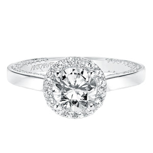 Artcarved Bridal Mounted with CZ Center Contemporary Twist Halo Engagement Ring Leilani 14K White Gold