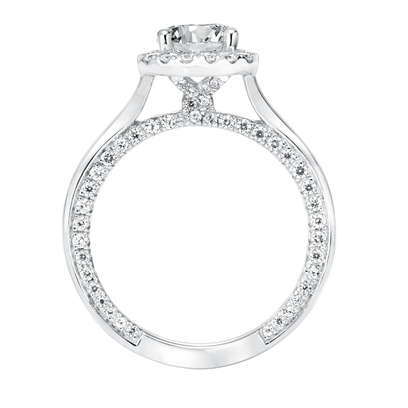 Artcarved Bridal Mounted with CZ Center Contemporary Twist Halo Engagement Ring Leilani 14K White Gold