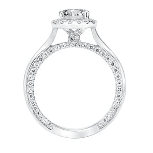 Artcarved Bridal Mounted with CZ Center Contemporary Twist Halo Engagement Ring Leilani 14K White Gold