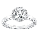 Artcarved Bridal Mounted with CZ Center Contemporary Twist Halo Engagement Ring Leilani 14K White Gold